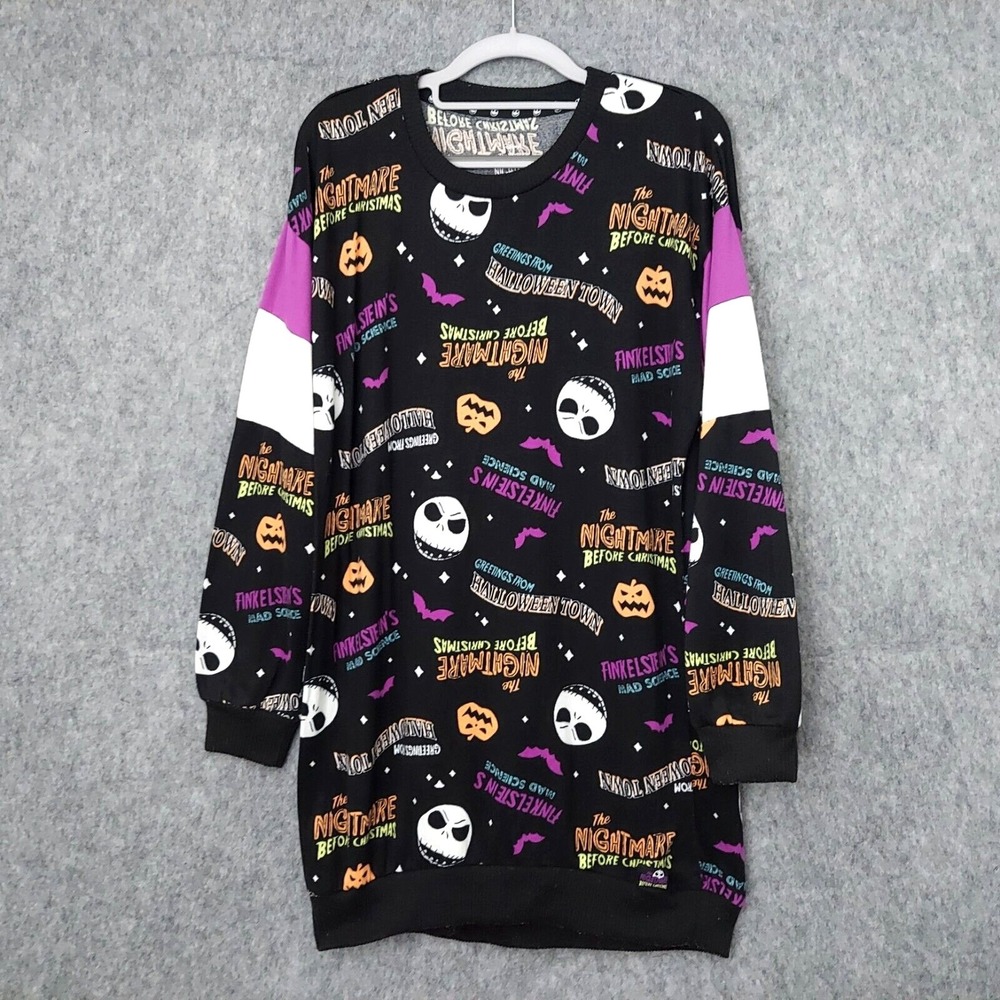 Disney Pajama Dress Women S Black Nightmare Christmas Lounge Holiday Sleepwear